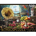 Фото товара - ПазлыKONIGSPUZZLE 500 дет. Натюрморт с граммофоном ХК500-6312, (Рыжий кот)