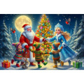Фото товара - Пазлы 60 дет. Оживи мультфильм. Новогодний хоровод (+QR-код) Х60-6719, (Рыжий кот)