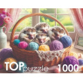 Фото товара - ПазлыTOPpuzzle 1000 дет. Спящие ежики Ф1000-5607, (Рыжий кот)