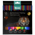 Фото товара - Фломастеры 18цв "ДИКАЯ ПЛАНЕТА" трехгранные ФЛ18-ДПЛ к/уп SchoolФормат