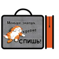 Фото товара - Папка пластиковая А4 на молнии с ручками 33х26х7,5 см ПМ-А4-26 "СПЯЩИЙ КОТИК" Пчелка