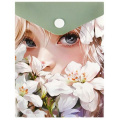 Фото товара - Папка с кнопкой 158х114 мм 180мкм 69022 "ДЕВУШКА В ЛИЛИЯХ" Феникс