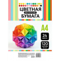 Фото товара - Бумага  А4 120л 80 г/м2 24 цв. "ЦВЕТНАЯ ФИГУРА - 1" (120-1816) (паст+интенс+неон+медиум) тонир. в массе Проф-Пресс