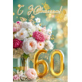 Фото товара - 50001951 С Юбилеем! 60 (открытка, текст, блестки), (Праздник)