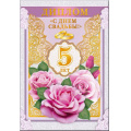 Фото товара - 5452113 Диплом "С Днем свадьбы! 5 лет" (папка, текст, фольга), (Хорошо)