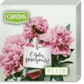 Маленькое фото товара - 36268 Салфетки бумажные Gratias. Ваза с пионами (33*33см, 3-слоя, 20шт.), (ООО "ТишьюПром"). Вариант №1