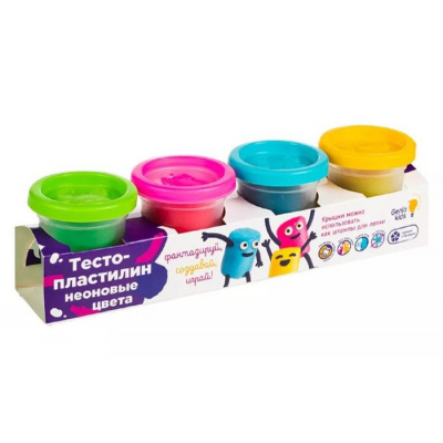 Большое фото товара - Genio Kids Тесто-пластилин (4 цвета*50гр, неоновый, от 3 лет) TA1016V, (ООО "Страна Игрушек"), 11-176514. Вариант №1