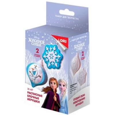 Большое фото товара - LORI 3DArt Роспись елочных игрушек. Disney Холодное сердце. Олаф (2шт., комплект материалов для изготовления, в коробке, от 5 лет) Ирд013, (ООО "7-Я"), 11-194737. Вариант №1