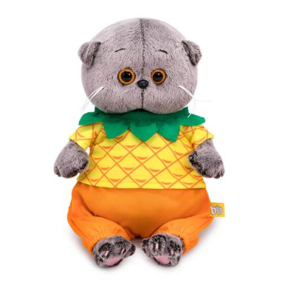 Большое фото товара - Budi Basa Мягкая Игрушка Кот Басик BABY в костюмчике "Ананас" (20см, в подарочной коробке) BB-102, (ООО "МПП"), 11-206485. Вариант №1