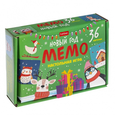 Большое фото товара - Настольная Игра Мемо. Новый год (36 карточек, в коробке, от 3 лет), 36ИнМ_35265, (Хатбер-М), 11-235161. Вариант №1
