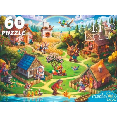 Большое фото товара - Пазлы 60 дет. Сказки коллаж Х60-5060, (Рыжий кот), 11-237998. Вариант №1