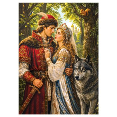 Большое фото товара - Пазлы 500 дет. Сказки. Иван, Елена и Волк Х500-0181, (Рыжий кот), 11-238007. Вариант №1