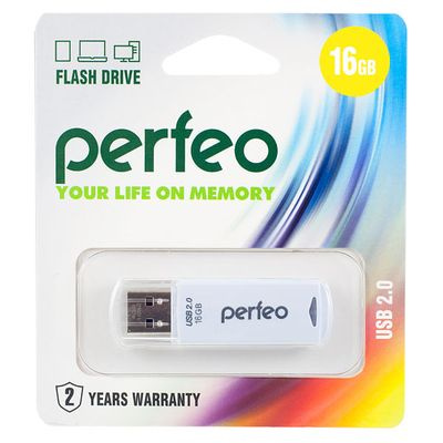 Большое фото товара - ФЛЕШ-накопитель (USB) PERFEO 16GB C06 Белый, 12-101257. Вариант №1