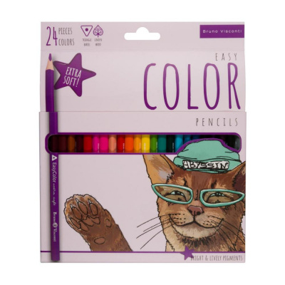 Большое фото товара - Карандаши 24цв "ЛЕГКИЙ ЦВЕТ/EASYCOLOR" 30-0032 Bruno Visconti, 12-102829. Вариант №1