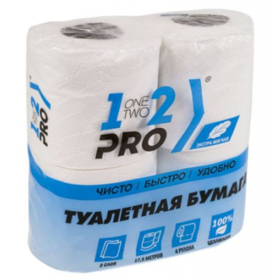 Большое фото товара - Бумага туалетная 2 сл. 17,5 м белая 4 шт/уп БТЦ2-4 1-2-Pro, 12-104973. Вариант №1