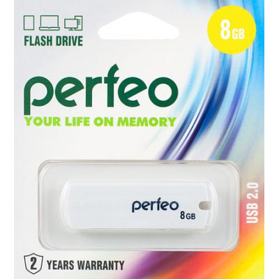 Большое фото товара - ФЛЕШ-накопитель (USB) PERFEO  8GB C05 Белый PERFEO, 12-110993. Вариант №1