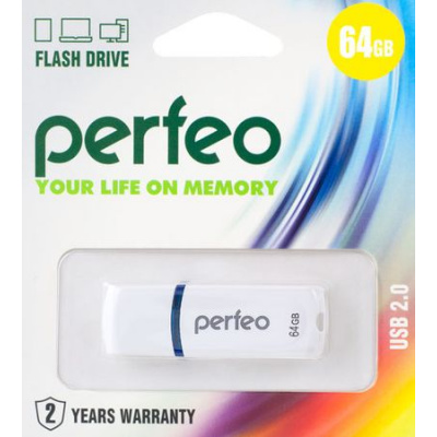 Большое фото товара - ФЛЕШ-накопитель (USB) PERFEO 64GB C09  Белый PERFEO, 12-112069. Вариант №1