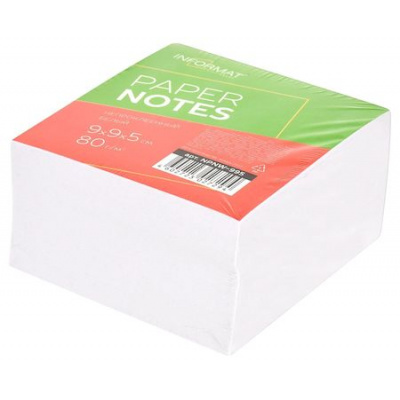 Большое фото товара - Бумага для заметок 9х9х5 см белая непроклеенная NPNW-995 inФОРМАТ, 12-12183. Вариант №1