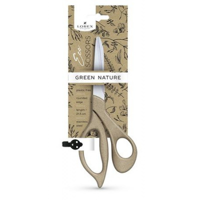 Большое фото товара - Ножницы 215 мм "ЭКО ЗЕЛЕНАЯ ПРИРОДА/ECO GREEN NATURE" эко. ручки пластик LXSCEC215-GN LOREX, 12-143474. Вариант №1