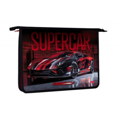 Большое фото товара - Папка для тетрадей А4 на молнии сверху пластиковая "Super car" (073757) 22034 Хатбер, 12-152970. Вариант №1