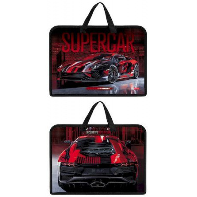 Большое фото товара - Папка для тетрадей пластиковая А4 на молнии с ручками "Supercar" (073678) 25060 Хатбер, 12-156232. Вариант №1