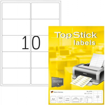 Большое фото товара - Самокл. этикетки А4 100л 99,1х57 мм 10 шт. на листе 8773 TOPSTICK Herma, 12-162162. Вариант №1