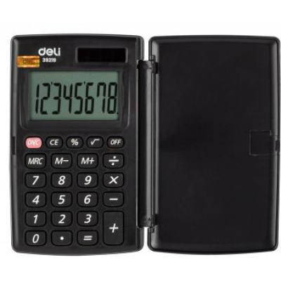 Большое фото товара - Калькулятор DELI 8 разрядов 110х67х15 мм E39219 черный, карманный (492149) Deli, 12-164651. Вариант №1