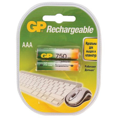 Большое фото товара - Аккумулятор GP AAA (750 mah) 75AAAHС BL-2 NiMH, 12-170090. Вариант №1