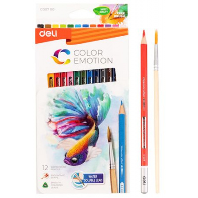 Большое фото товара - Карандаши акварельные 12цв "Color Emotion" EC00700 (1028844) Deli, 12-171971. Вариант №1
