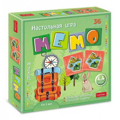 Большое фото товара - Игра Настольная МЕМО 36 карточек "В поход" (082731) Хатбер, 12-175914. Вариант №1