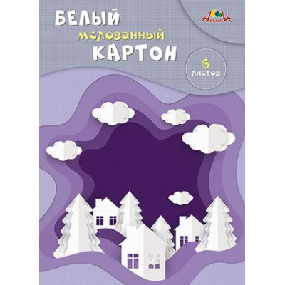 Большое фото товара - Набор картона белого А4   6л мелованный "Белый пейзаж" С1087-19 АппликА, 12-175982. Вариант №1