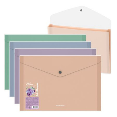 Большое фото товара - Папка  4 отд. на кнопке А4 61161 "Песок Цветущая нежность" 61161 прозрачная, ассорти ErichKrause, 12-184740. Вариант №1
