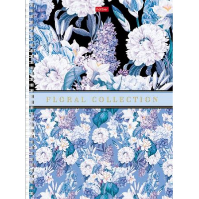 Большое фото товара - Тетрадь А4  80л клетка на спирали твердая обложка "Floral collection" многоцветный срез (080574) 29683 Хатбер, 12-184865. Вариант №1