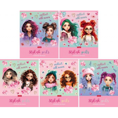 Большое фото товара - Тетрадь  48л клетка "Stylish Girls" (085762) Хатбер, 12-187867. Вариант №1