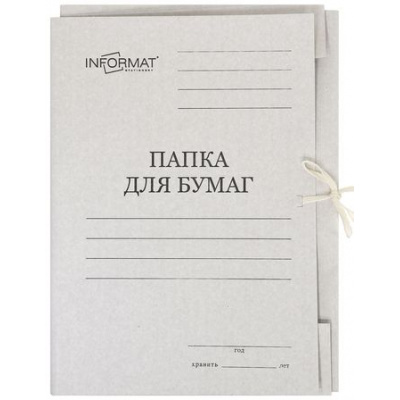 Большое фото товара - Папка для бумаг с завязками 280г/кв.м немелованная белая RP9128W inФОРМАТ, 12-187882. Вариант №1