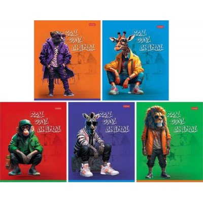 Большое фото товара - Тетрадь  48л клетка пластиковая обложка "COOL Animals" (089033) Хатбер, 12-192962. Вариант №1