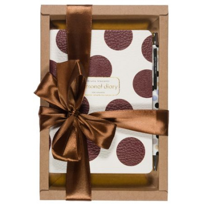 Большое фото товара - Подарочный набор Ежедневник недатированный А6+ ЛАЙТ "BROWN POLKA DOT" + металлическая ручка 3-742/03-5 Bruno Visconti, 12-194760. Вариант №1