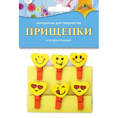 Большое фото товара - Декоративные прищепки "Смайлики сердечки" С3574-13 АппликА, 12-195664. Вариант №1