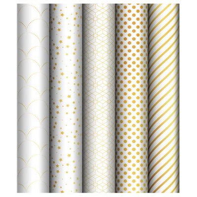 Большое фото товара - Бумага упаковочная  70х100 см "Узор на белом/Pattern on white" 80 г/м2 асс., 5 диз. MS_53492 (358120) MESHU, 12-196153. Вариант №1
