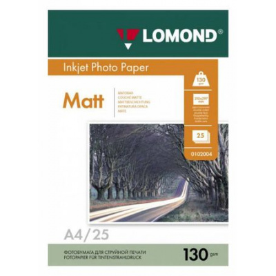 Большое фото товара - Фотобумага А4  25л 130г матовая двусторонняя 0102039 LOMOND, 12-198506. Вариант №1