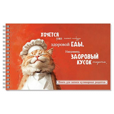 Большое фото товара - Книга для записи кулинарных рецептов на спирали 220х136 мм 96л "КОТ-ПОВАР" 71643 Феникс, 12-204635. Вариант №1
