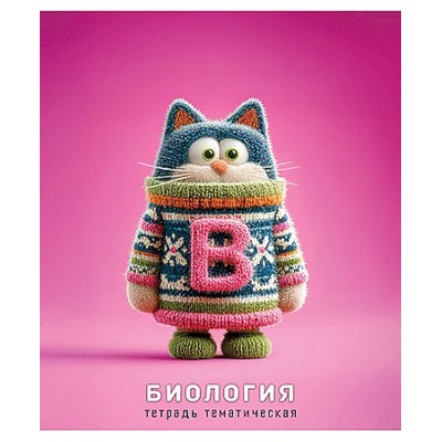 Большое фото товара - Тетрадь  48л "Котики  в свитерах" по биологии С0204-07 КТС-ПРО, 12-207695. Вариант №1