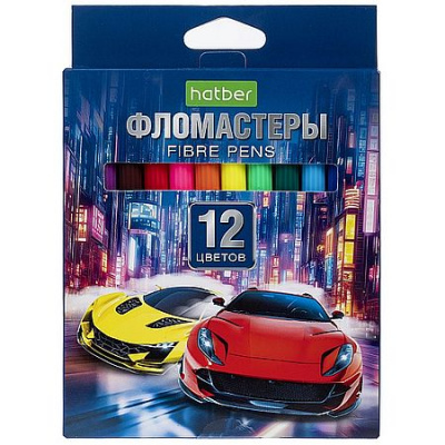 Большое фото товара - Фломастеры 12цв "Дрифт" карт.уп. (089907) Хатбер, 12-209135. Вариант №1