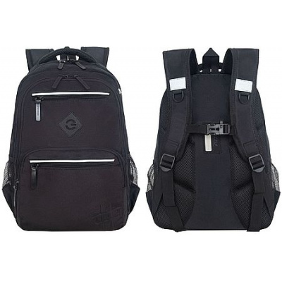 Большое фото товара - Рюкзак школьный RB-554-4/1 черный 28х39х20 см GRIZZLY, 12-211025. Вариант №1