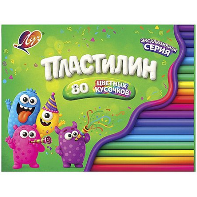 Большое фото товара - Пластилин  80шт 690 гр. (классич. 40шт + восковые 40шт) + буклет 36С 2382-08 Луч, 12-211535. Вариант №1