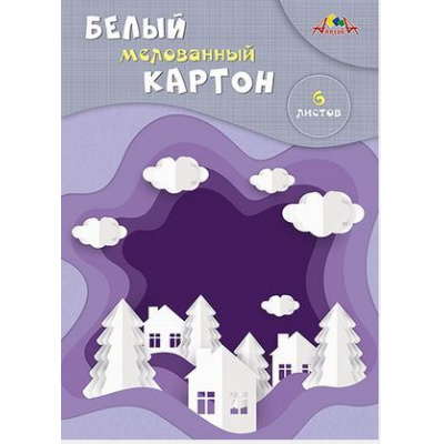 Большое фото товара - Набор картона белого А4   6л мелованный "Белый пейзаж" С1087-19 АппликА, 12-211966. Вариант №1