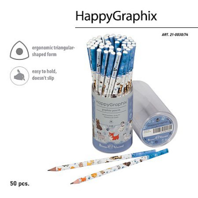 Большое фото товара - Карандаш черногр. "Happy Graphix" Собаки трехгранный НВ 21-0030/74 Bruno Visconti, 12-213081. Вариант №1
