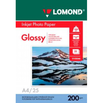 Большое фото товара - Фотобумага А4  25л 200г глянцевая 0102046 LOMOND, 12-27867. Вариант №1