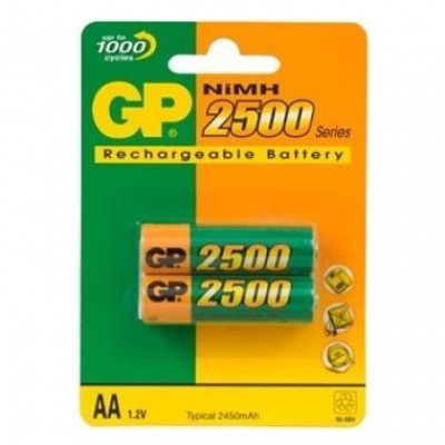 Большое фото товара - Аккумулятор GP AA (2500 mah) 250AAHC BL-2 NiMH, 12-32639. Вариант №1