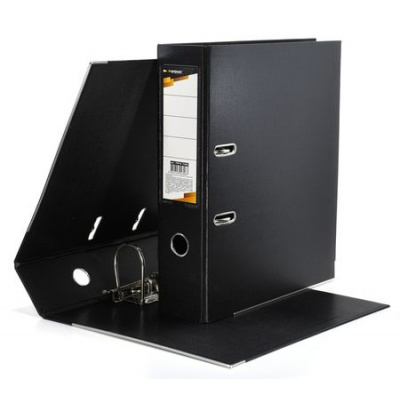 Большое фото товара - Папка-регистратор 75 мм P2PVC-75/Blk 2-стор. разборный, с мет.уголками, с карманом черный inФОРМАТ, 12-42032. Вариант №1